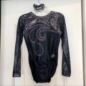 GK Black Rhinestones Leotard